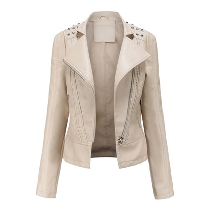 Women's Punk Rivet Leather Jacket