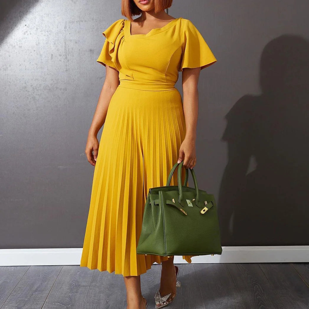 Pleats Dress Yellow
