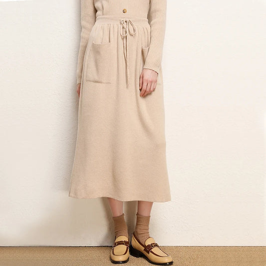 Cashmere Skirt Beige