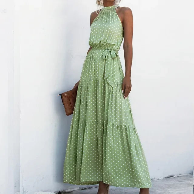 Vestido largo Light Green White