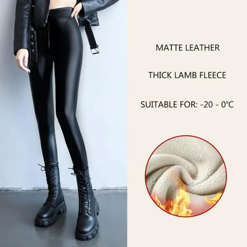 Leggings térmicos Matte Leather Thick Lamb Fleece -20-0ºC