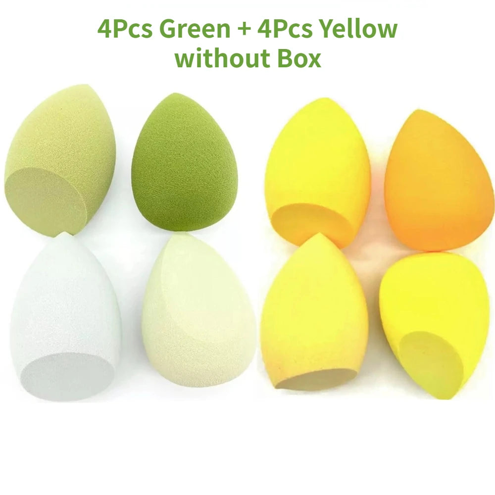 Esponja de maquillaje 4Pcs Green + 4Pcs Yellow without Box