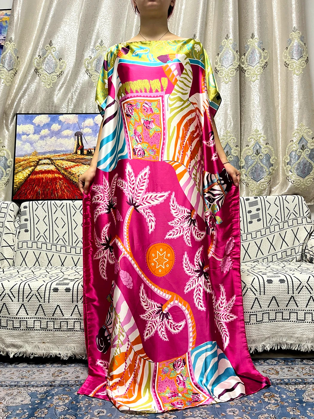 Abaya con estampado floral