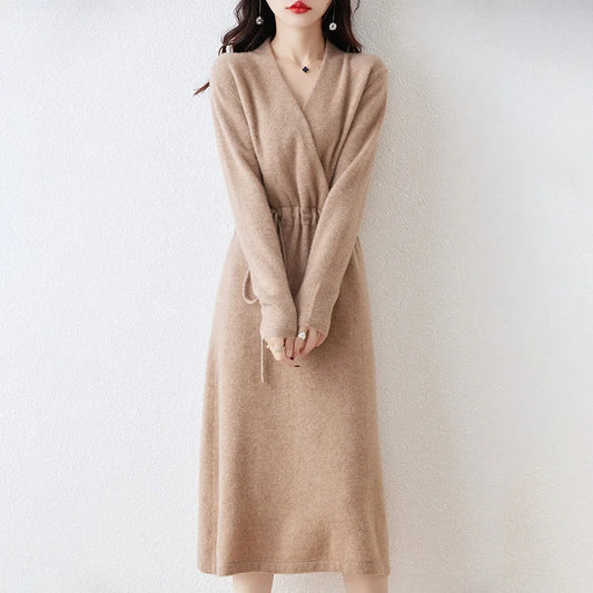 Wool Dress Dak Camel Color