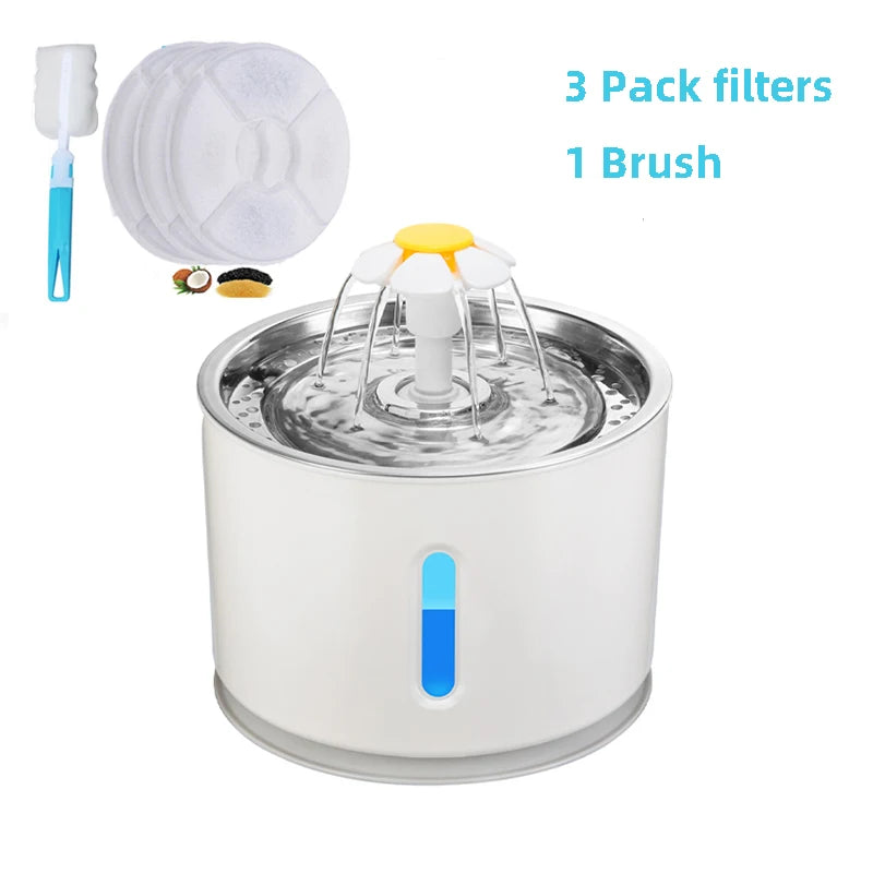 Fuente de agua para mascotas con 3 Pack filters + 1 Brush