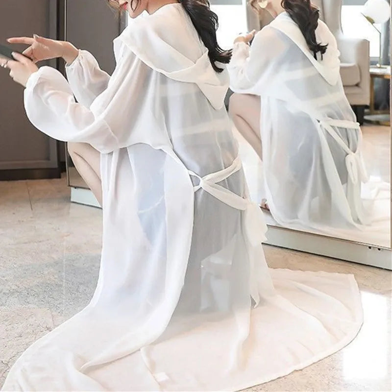 Hooded Cardigan White