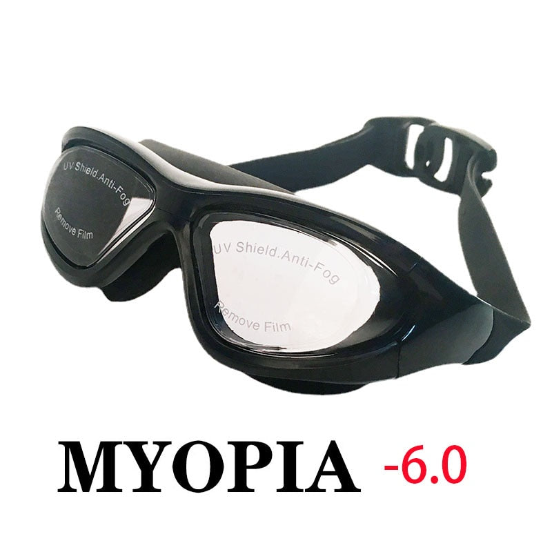 Adult Myopia Swimming Goggles Earplug Pool Glasses Anti Fog