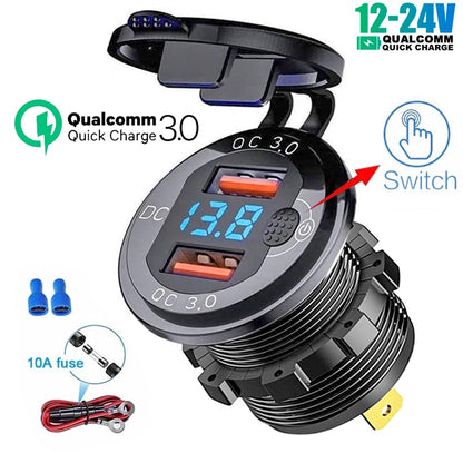 Outlet Adapter Waterproof For 12V 24V Car Truck Boat RV Motorcycle