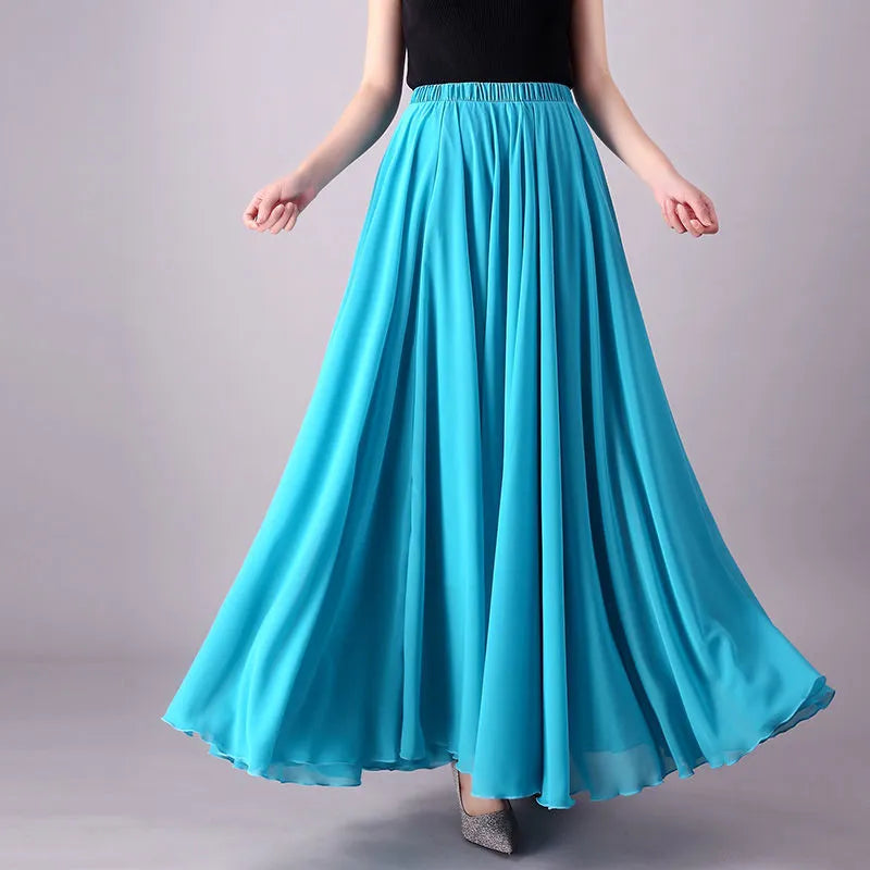 Falda larga azul