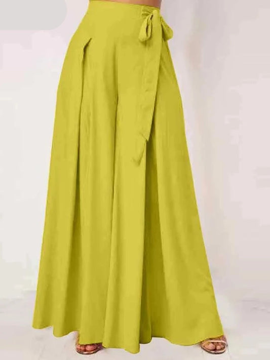 Pantalón ancho amarillo con lazo
