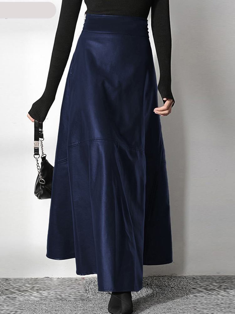 Maxi Skirts Women's Elegant Long Saias Casual High Waist Zipper