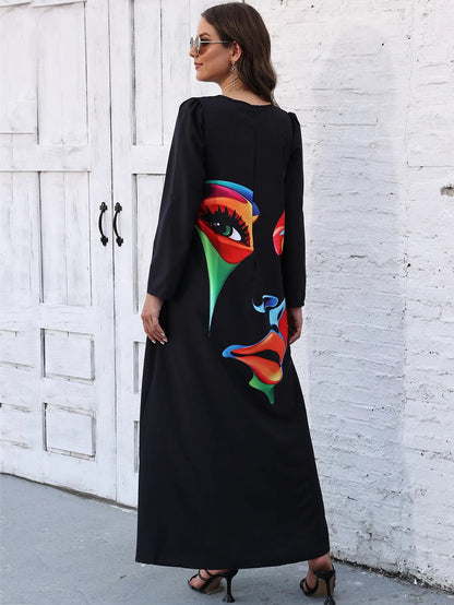 Autumn Winter Long Dress Women Long Sleeve V-neck