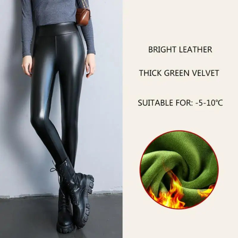 Leggings térmicos Bright Leather Thick Green Velvet -5-10ºC