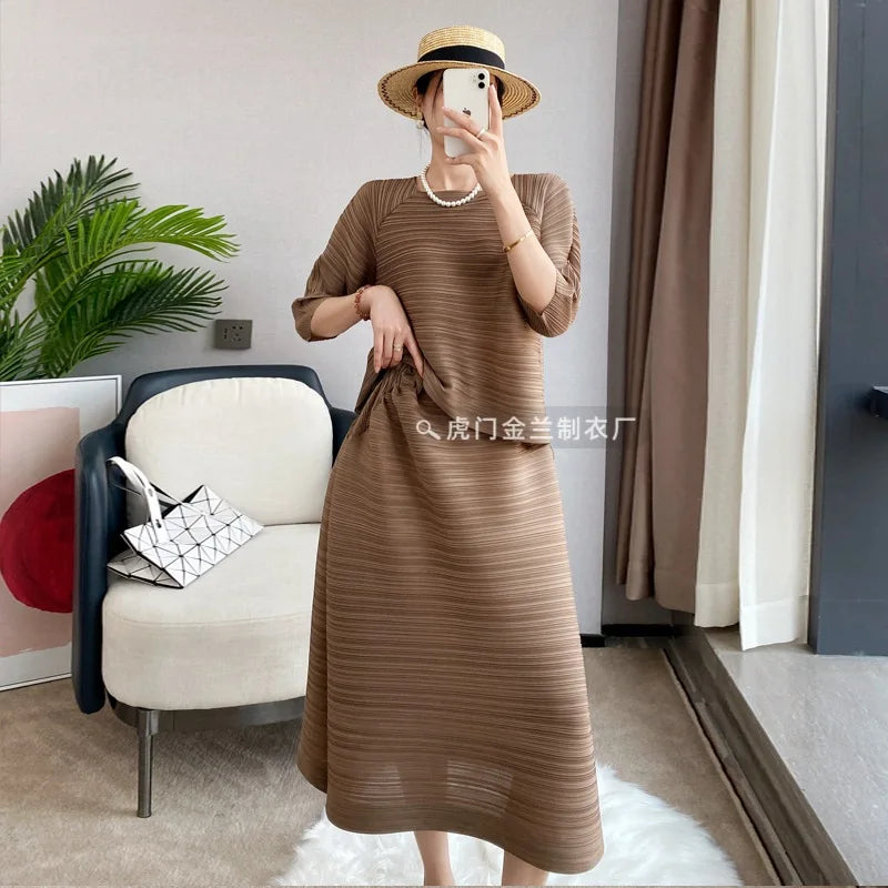 Pleated Set Brown