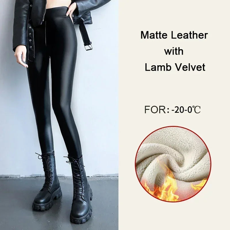 Legging de cuero PU Matte Leather with Lamb Velvet -20-0ºC