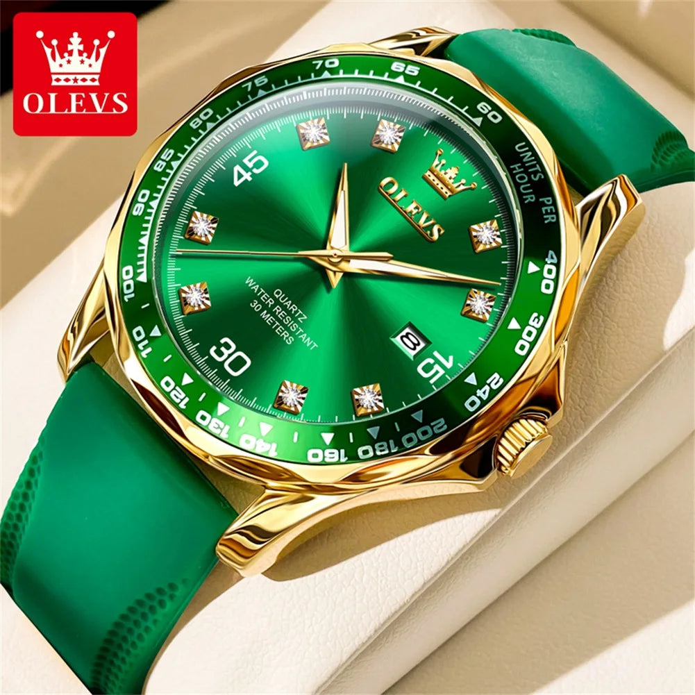 Olevs Watches Gold Green