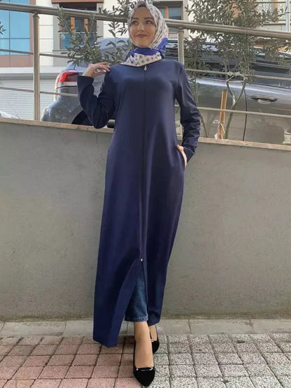 Abaya con cremallera Navy