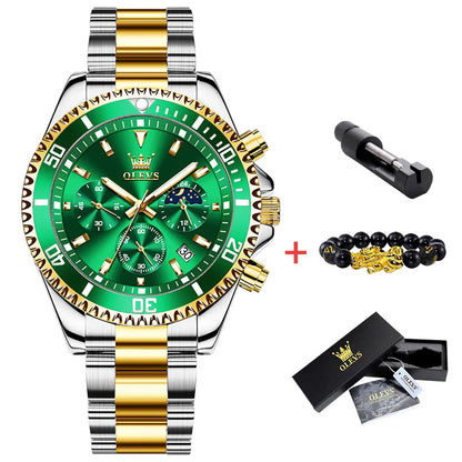 Reloj verde dorado para hombre