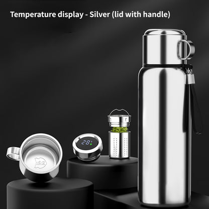 Termos Temperature display-Silver (lid with handle)