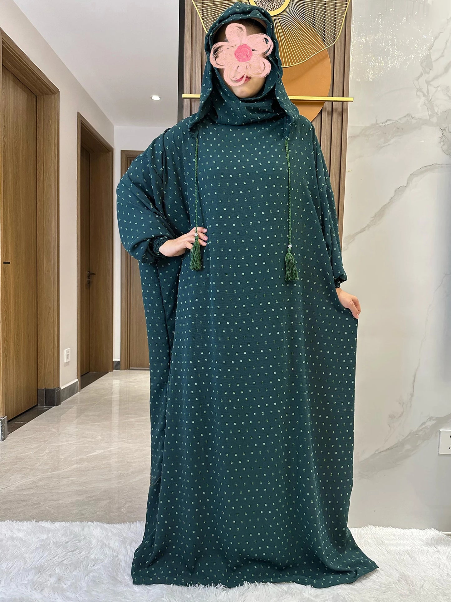 Cotton Abaya Dark Green