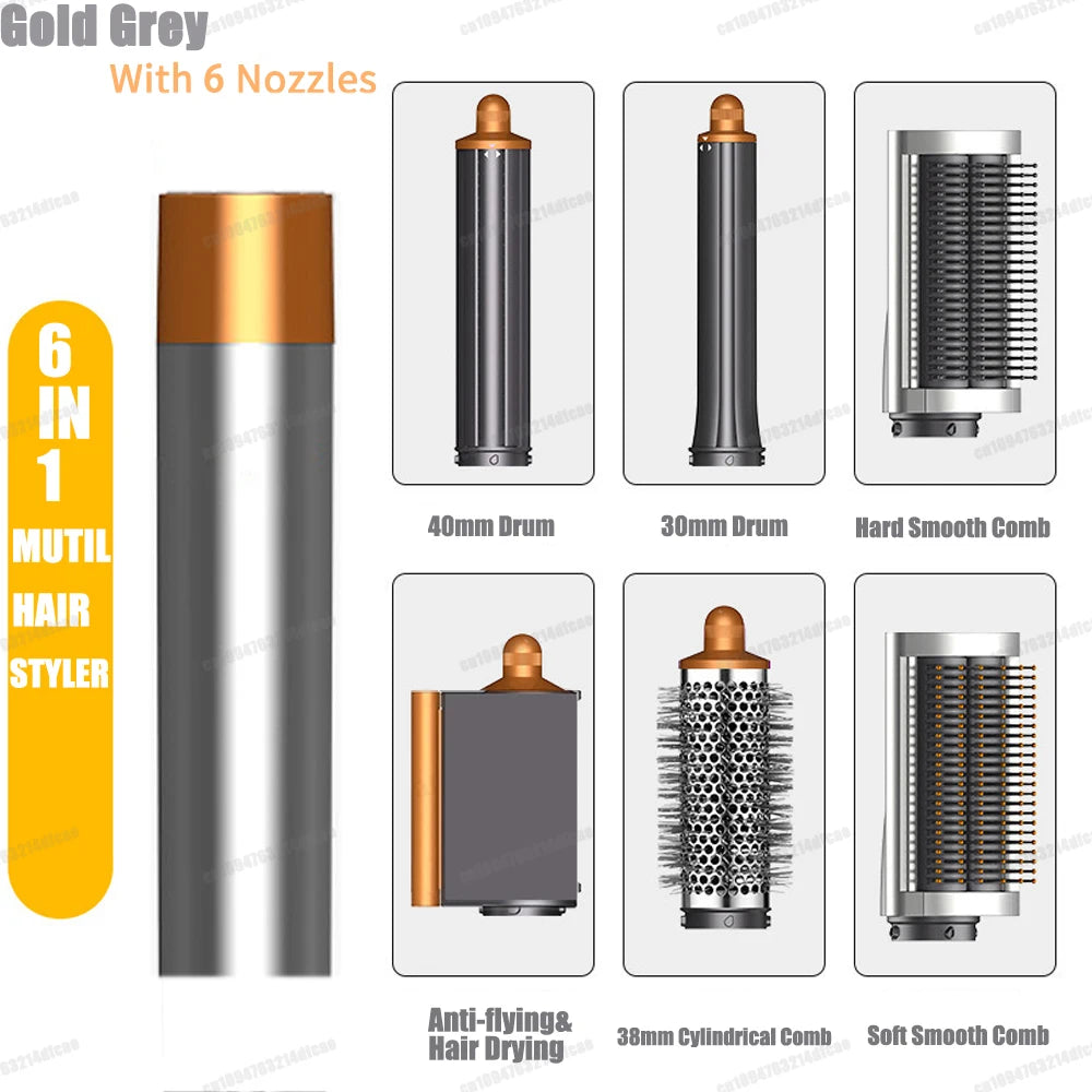Hair Curler Gold Grey 6 Nozzles