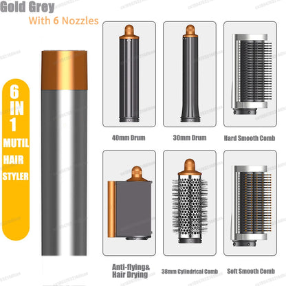 Hair Curler Gold Grey 6 Nozzles