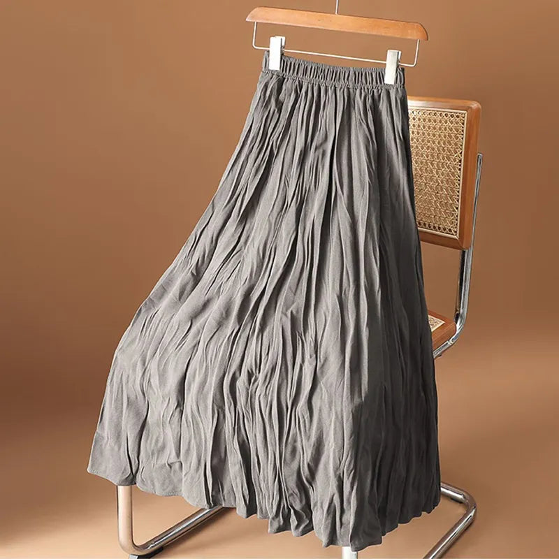 Falda plisada larga gris