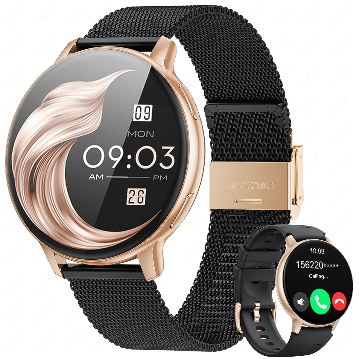 Smartwatch Mesh Belt Black Gold