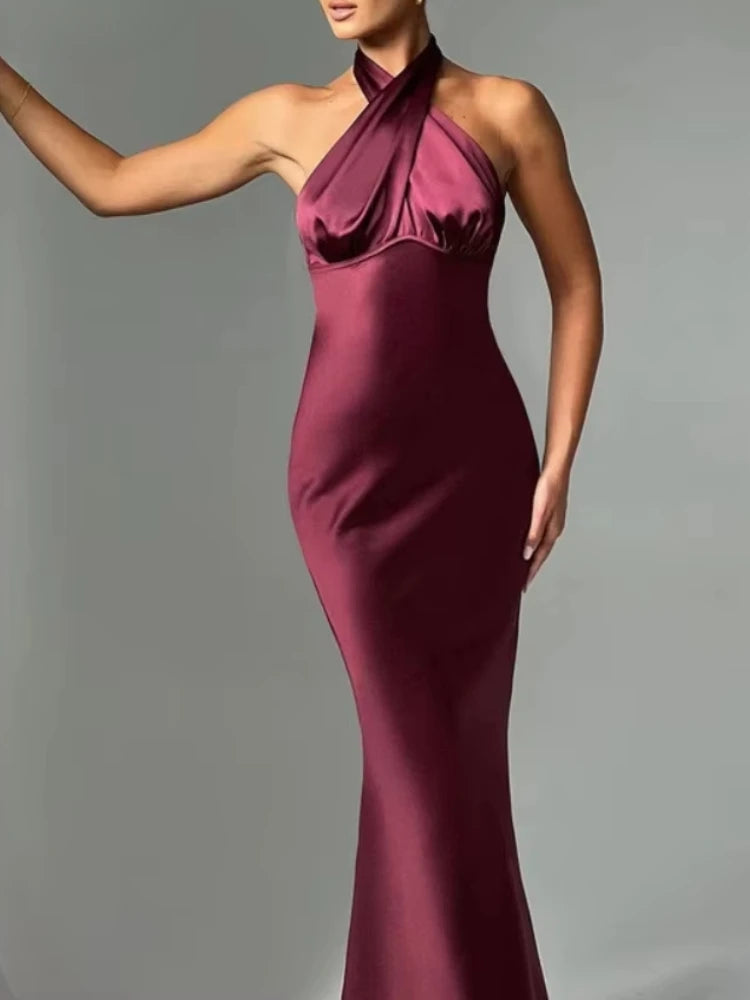 Satin Dress Burgundy