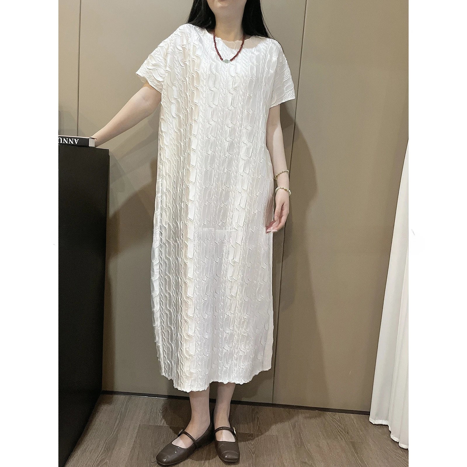 Pleated Dress White