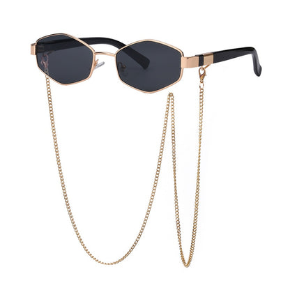 Punk Sunglasses with Glasses Chain Brand Designer Retro