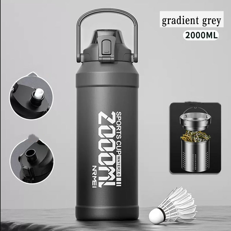 Water Bottle Large Capacities With Straw Cup Cold Hot Thermos