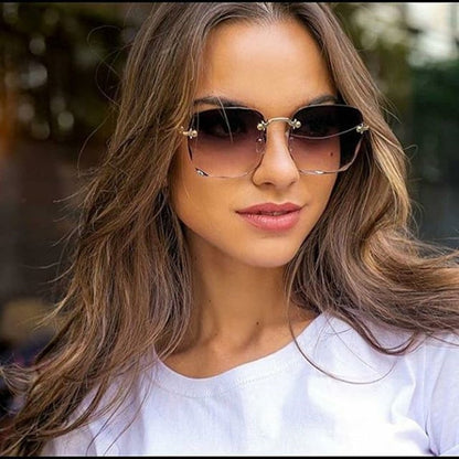 Rimless Women's Sunglasses Fashion Gradient Lenses