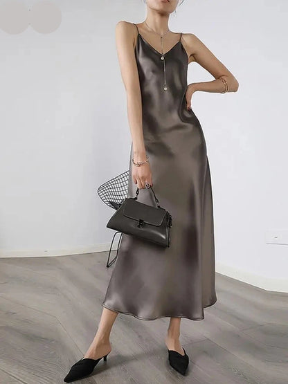 Vestido Satinado Grey