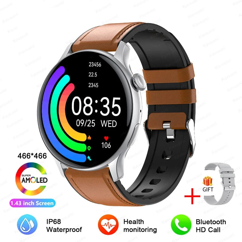 Smartwatch Silver Leather