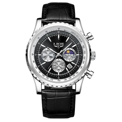 Reloj plateado negro