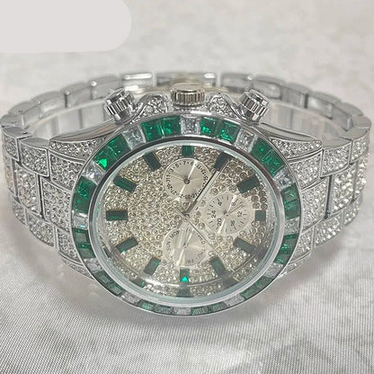 Reloj plateado verde