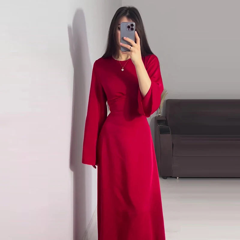 Satin Dress Red