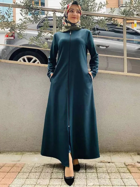 Abaya con cremallera elegante