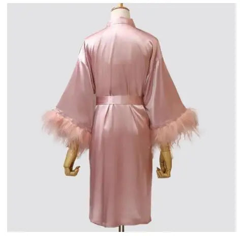 Kimono de satén Pink Solid