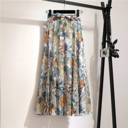 Floral Long Skirt Bohemian High Waist