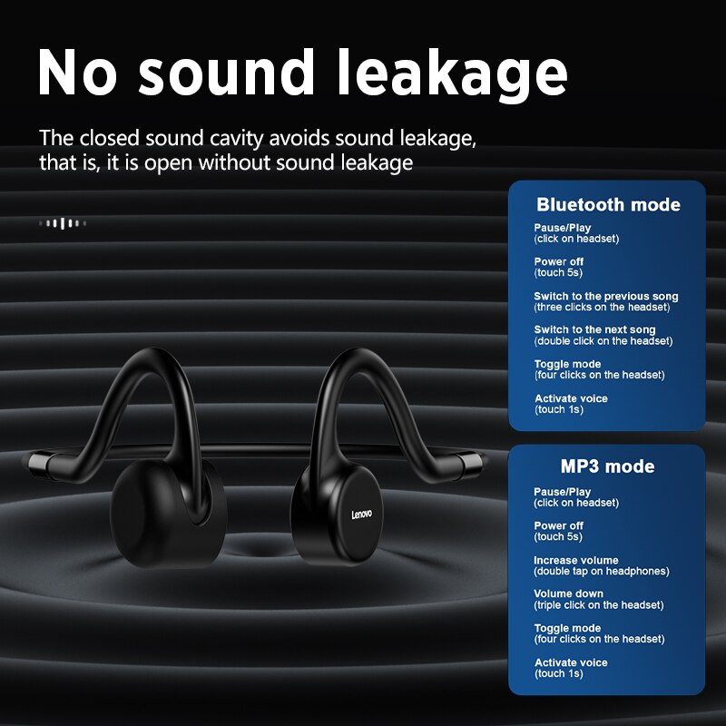 Lenovo X5 Bone Conduction Headphones IPX8 Waterproof