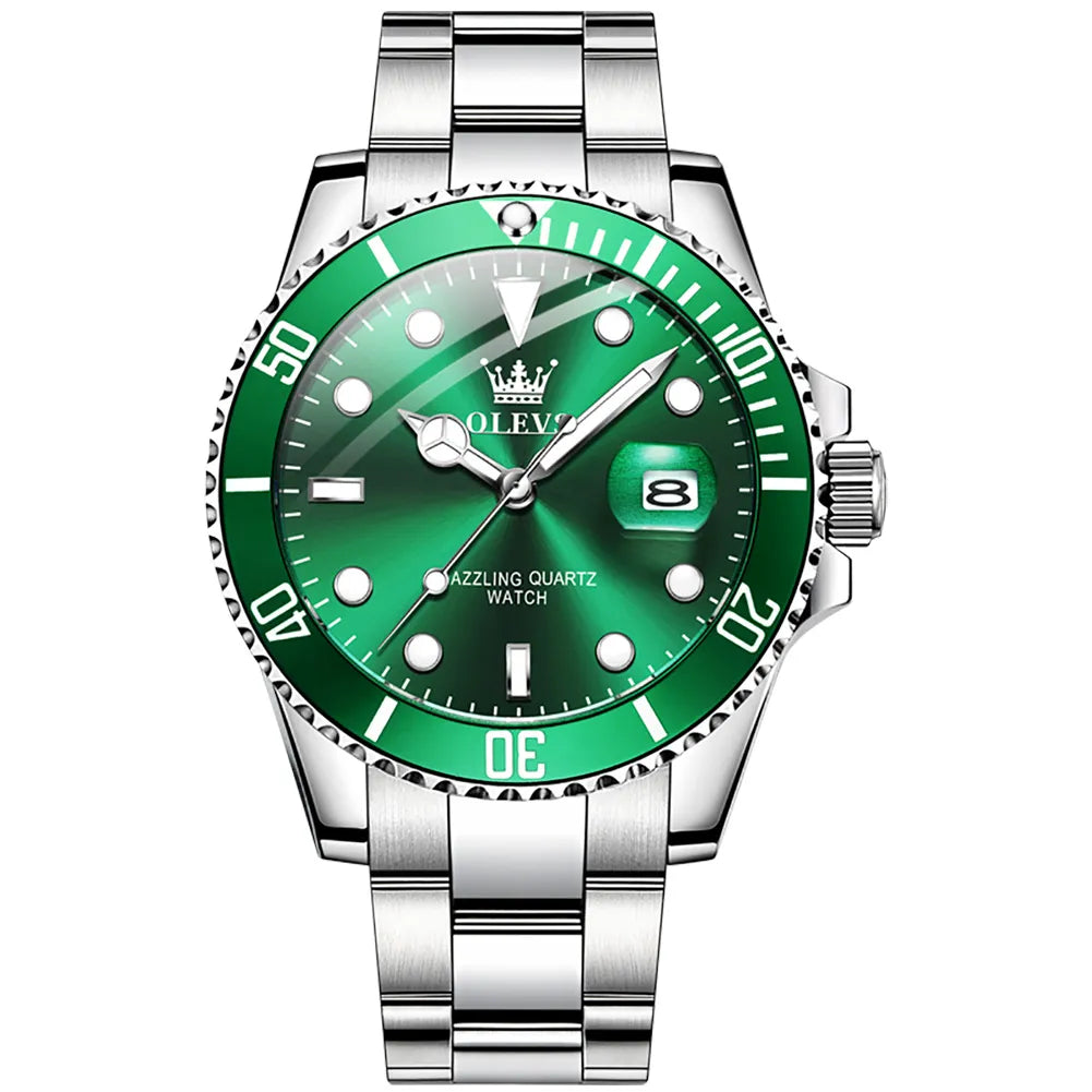 Reloj verde plateado