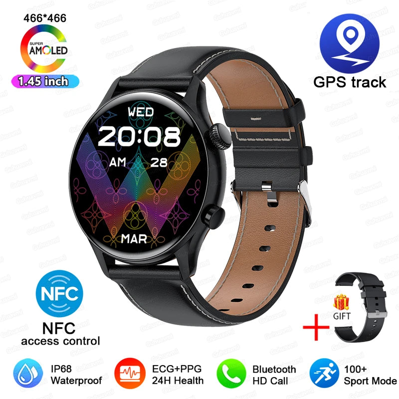 Smartwatch Black Leather