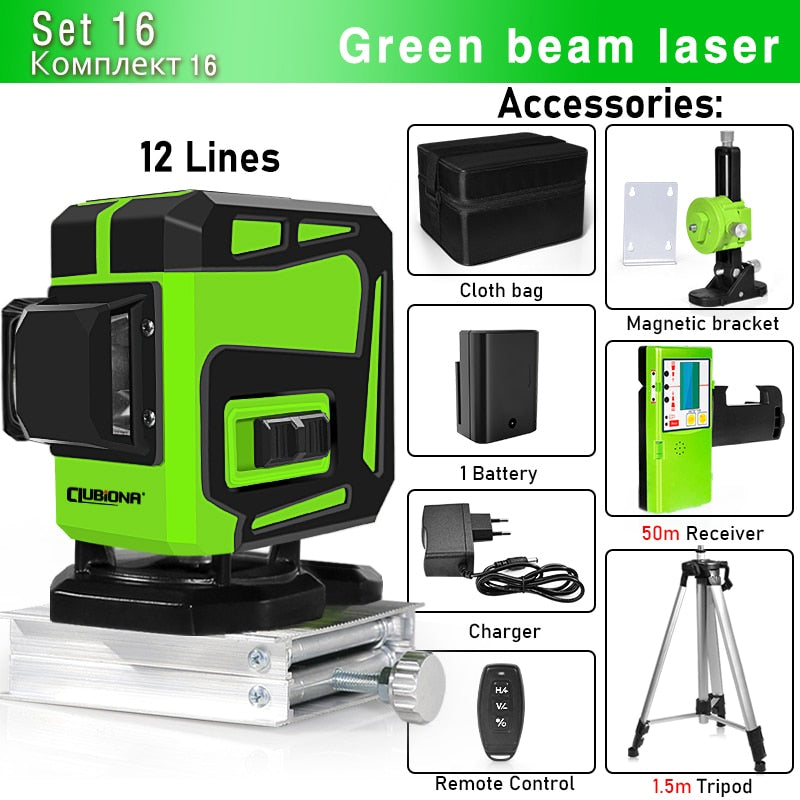 16/12 Lines Laser Level Self-leveling 360 Horizontal And Vertical
