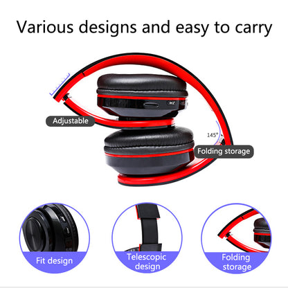 LED HIFI Stereo Headphones Wireless Bluetooth Music Headset FM