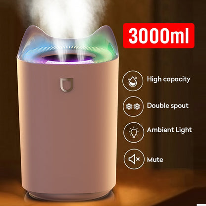 3L Air Humidifier Essential Oil Aroma Diffuser Double Nozzle With