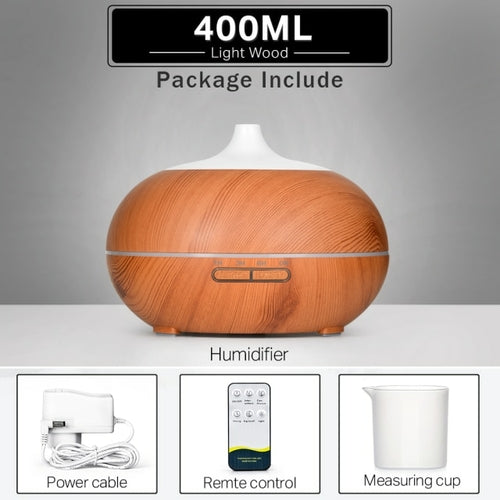 550 500 400 Aromatherapy Essential Oil Diffuser Wood Grain Remote