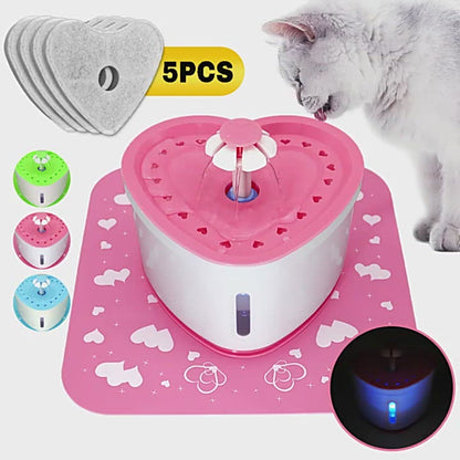 Pet Cat Water Dispenser Feeder Bowl LED Light Smart