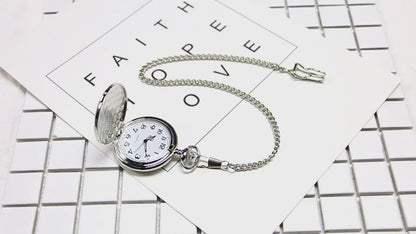 Quartz Pocket Watch Stainless Steel Pendant 30CM Chain